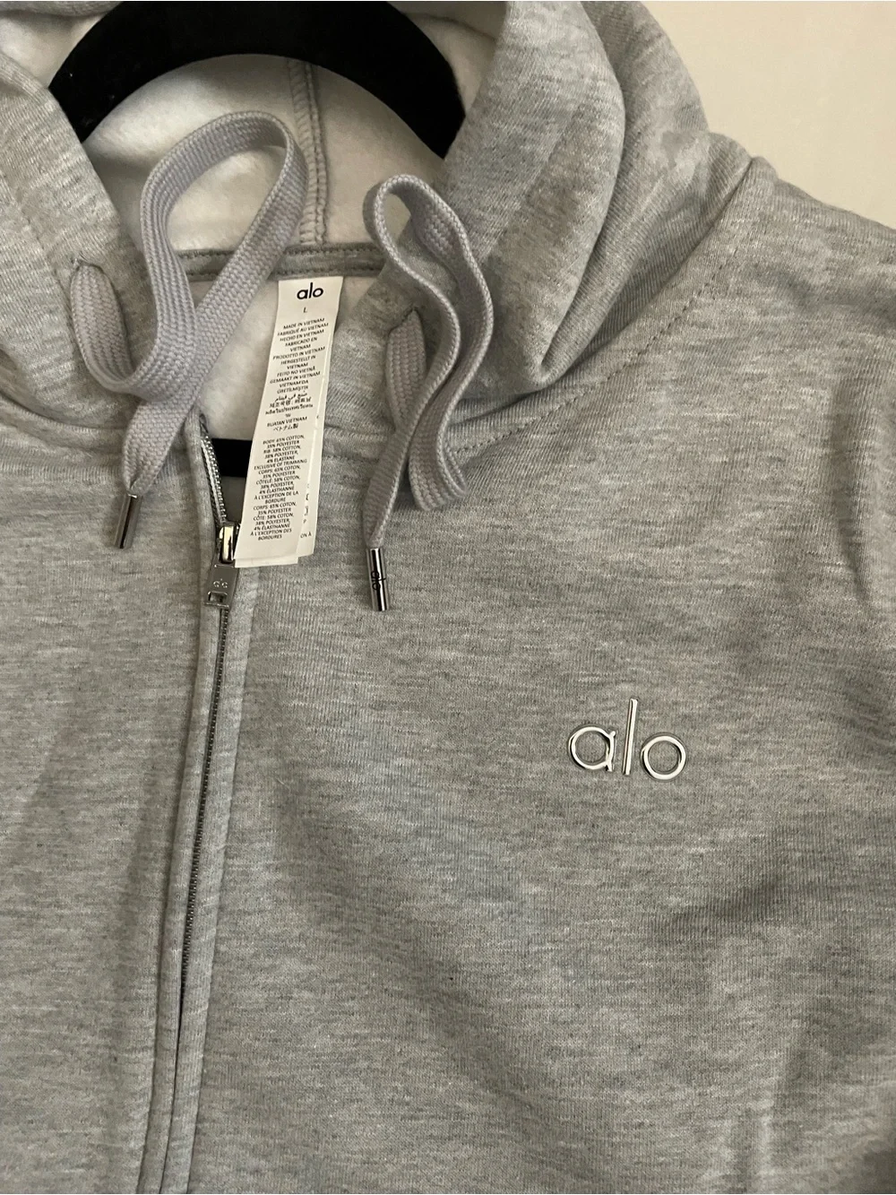 ALO Yoga NWT Accolade Full Zip Hoodie Athletic Heather Grey Relaxed Fit Size L